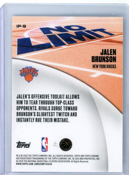 Jalen Brunson - 2026 Topps Chrome Basketball Green Refractor 17/199
