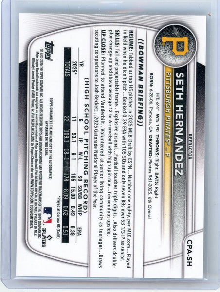 Seth Hernandez - 2025 Bowman Chrome Topps Refractor 415/499