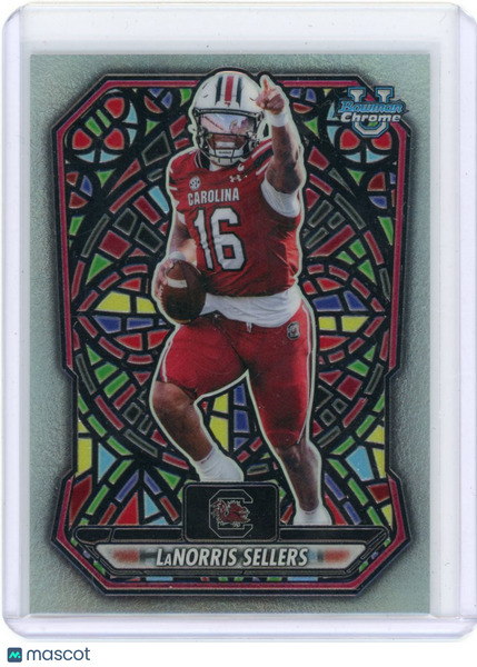 LaNorris Sellers - 2026 Bowman Chrome U Football Etched In Glass Case Hit CPE-11