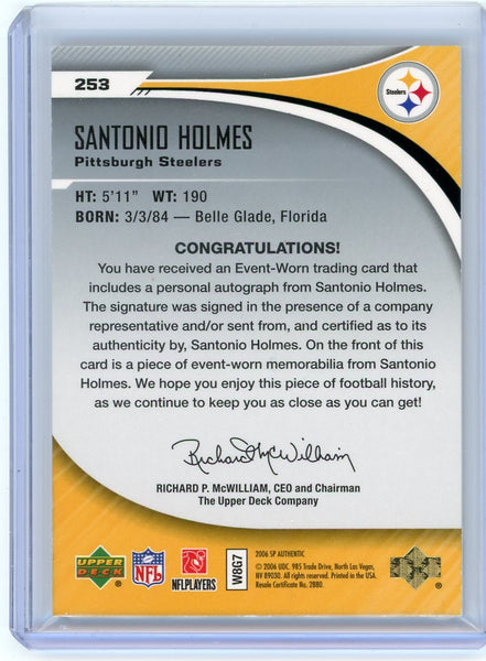 Santonio Holmes 2006 Upper Deck SP Authentic Rookie Patch Auto Logo 287/399 #253