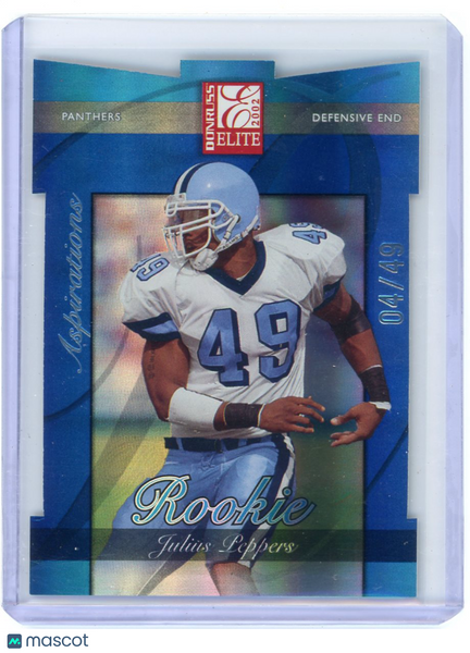Julius Peppers - 2002 Donruss Elite Aspirations Blue Rookie 04/49 #168