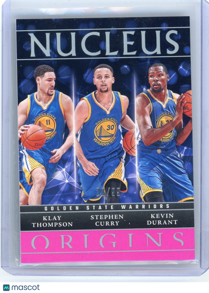 Kevin Durant Stephen Curry Klay Thompson 2024 Panini Origins Pink Nucleus 28/99