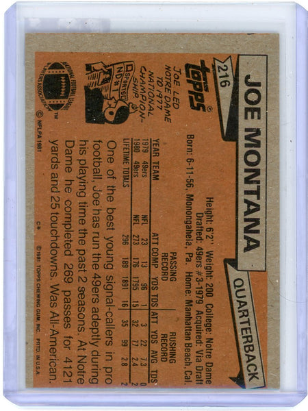 Joe Montana - 1981 Topps Rookie #216