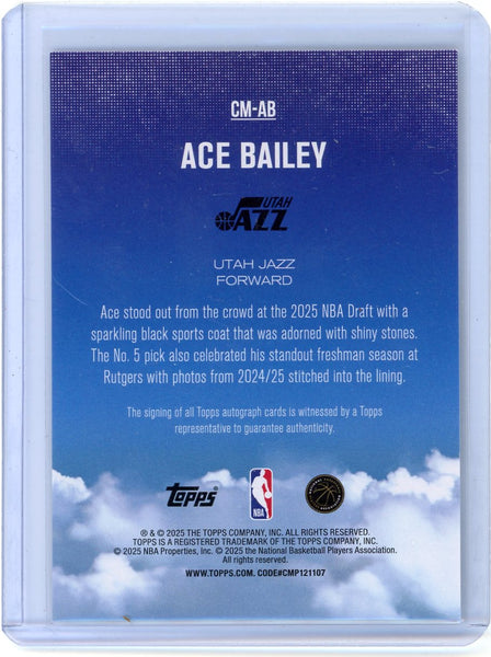 Ace Bailey 2025-26 Topps Flagship Basketball Rookie Auto Contemporary Marks CMAB