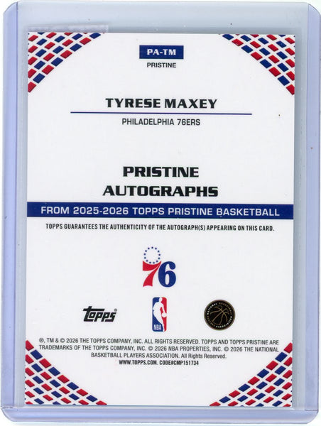 Tyrese Maxey - 2025-26 Topps Pristine Basketball Auto Pulsar Refractor PA-TM
