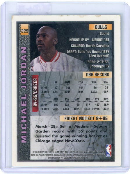 Michael Jordan - 1996 Topps Finest Basketball NO PEEL COATING #229 (C)