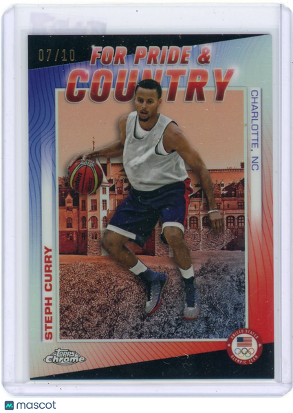 Steph Curry - 2024 Topps Chrome Olympic For Pride & Country Black Refractor 7/10