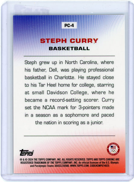 Steph Curry - 2024 Topps Chrome Olympic For Pride & Country Black Refractor 7/10