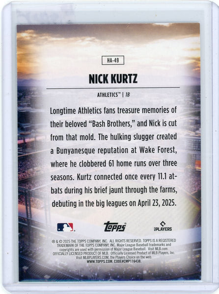 Nick Kurtz - 2025 Topps Home Field Advantage Rookie HA-49