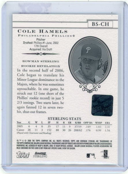 Cole Hamels - 2006 Bowman Sterling Authentic Player-Worn Jersey Auto