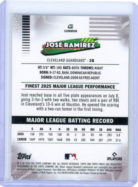 José Ramírez - 2026 Topps Finest Red Refractor /5 #61