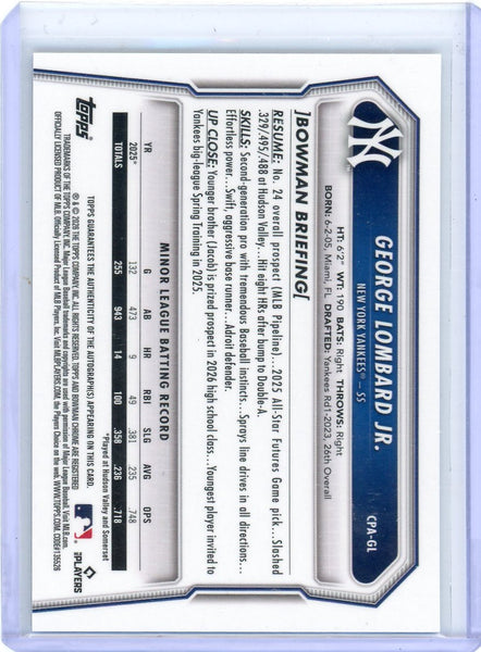 George Lombard Jr. - 2026 Bowman Chrome Auto CPA-GL