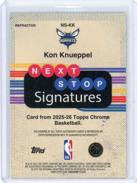 Kon Knueppel - 2025 Topps Chrome Next Stop Refractor Rookie Auto