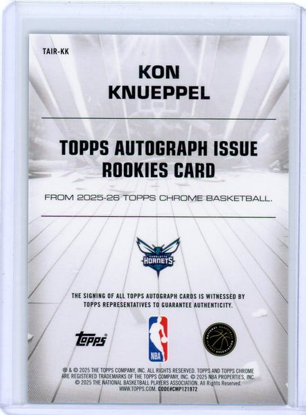 Kon Knueppel - 2025 Topps Chrome Rookie Certified Issue Auto