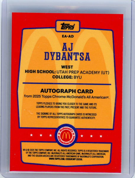 AJ Dybantsa - 2025 Topps Chrome McDonald's All American Auto Edition EA-AD