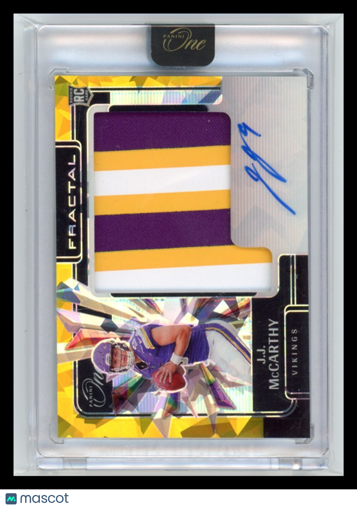 J.J. McCarthy - 2024 Panini One Fractal Patch RC 18/25 Gold