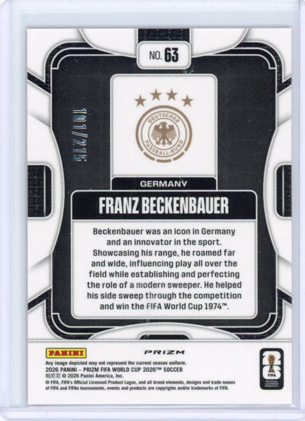 Franz Beckenbauer - 2026 Prizm Fifa World Cup Orange Pandora /215