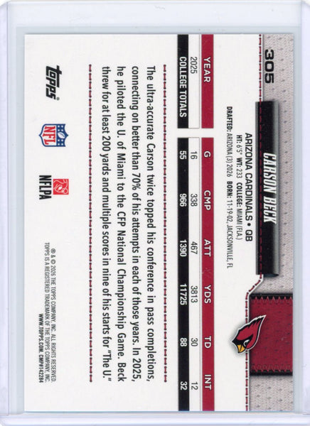Carson Beck - 2026 Topps Sand Glitter