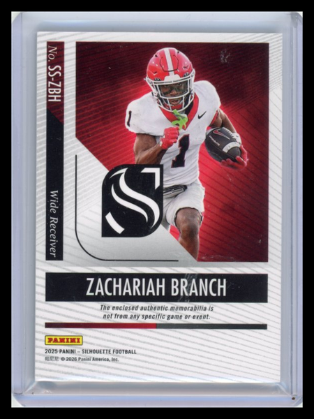 Zachariah Branch - 2025 Panini Silhouette Football 08/10 Memorabilia Patch