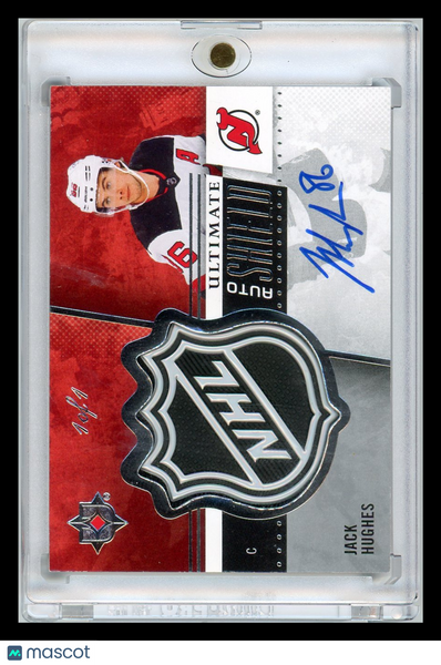 Jack Hughes - 2024 Upper Deck Ultimate Collection Game Used NHL Shield Auto 1/1