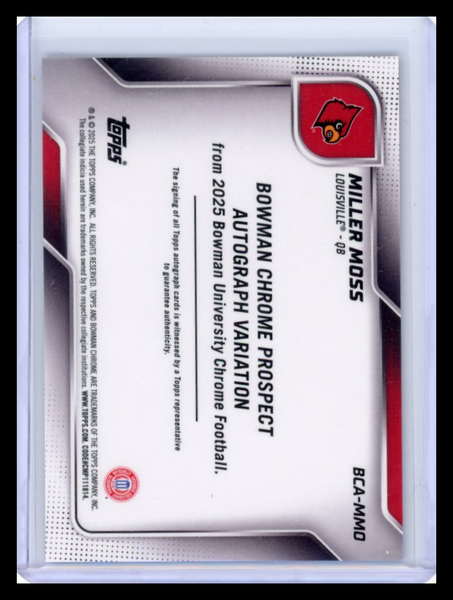 Miller Moss - 2025  Bowman University Chrome Autograph Blue Refractor /150