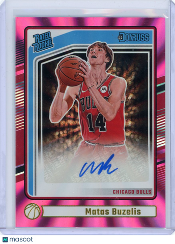 Matas Buzelis - 2024-25 Panini Donruss Rated Rookie Pink Laser Auto 255