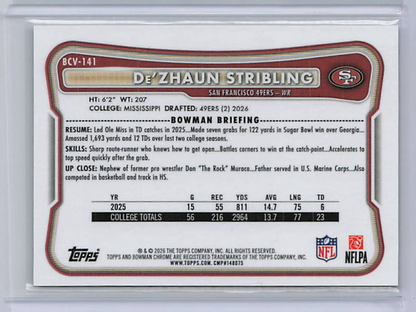 De'Zhaun Stribling - 2026 Bowman Chrome Gold Reptillian /50