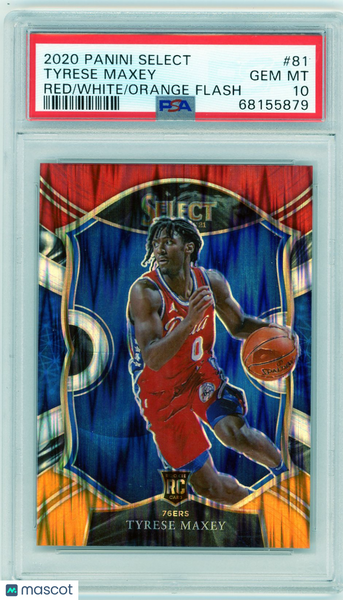 Tyrese Maxey - 2020 Panini Select Red White Orange Flash PSA 10