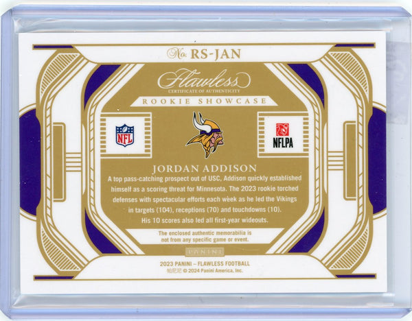Jordan Addison - 2024 Panini Flawless Rookie Showcase Rookie 01/25 Patch