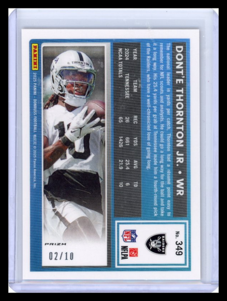 Dont'e Thornton Jr. - 2025 Donruss Optic Prizm Rated Rookie Gold 02/10