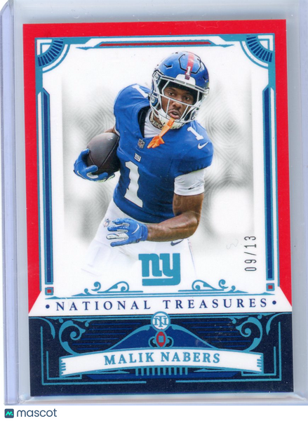 Malik Nabers - 2025 Panini National Treasures FOTL Red White Blue /13