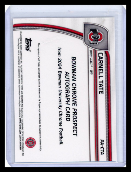 Carnell Tate - 2024 Bowman University Chrome Football Auto