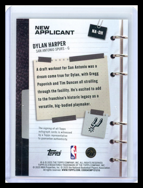 Dylan Harper - 2025 Topps New Applicant RC