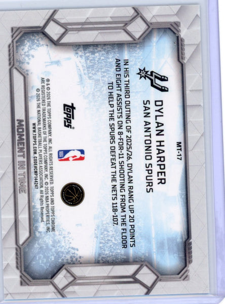 Dylan Harper 2025-26 Topps Chrome Update Moments in Time Aqua Rookie /199