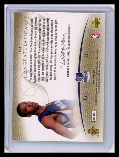Michael Conley - 2007-08 Upper Deck SP Authentic Autograph Patch Rookie 097/299