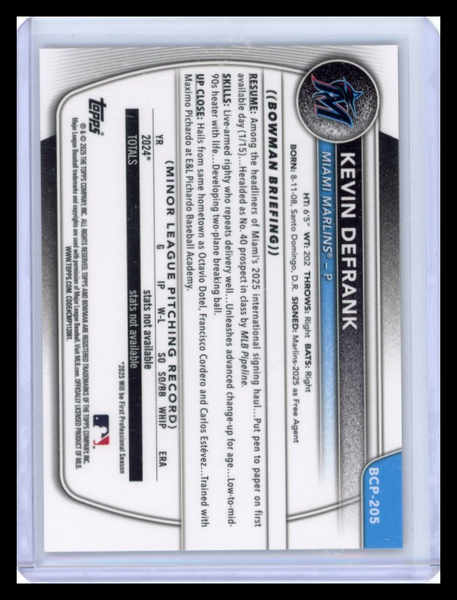 Kevin Defrank - 2025 Bowman Chrome Prospects Gold Geometric 36/50