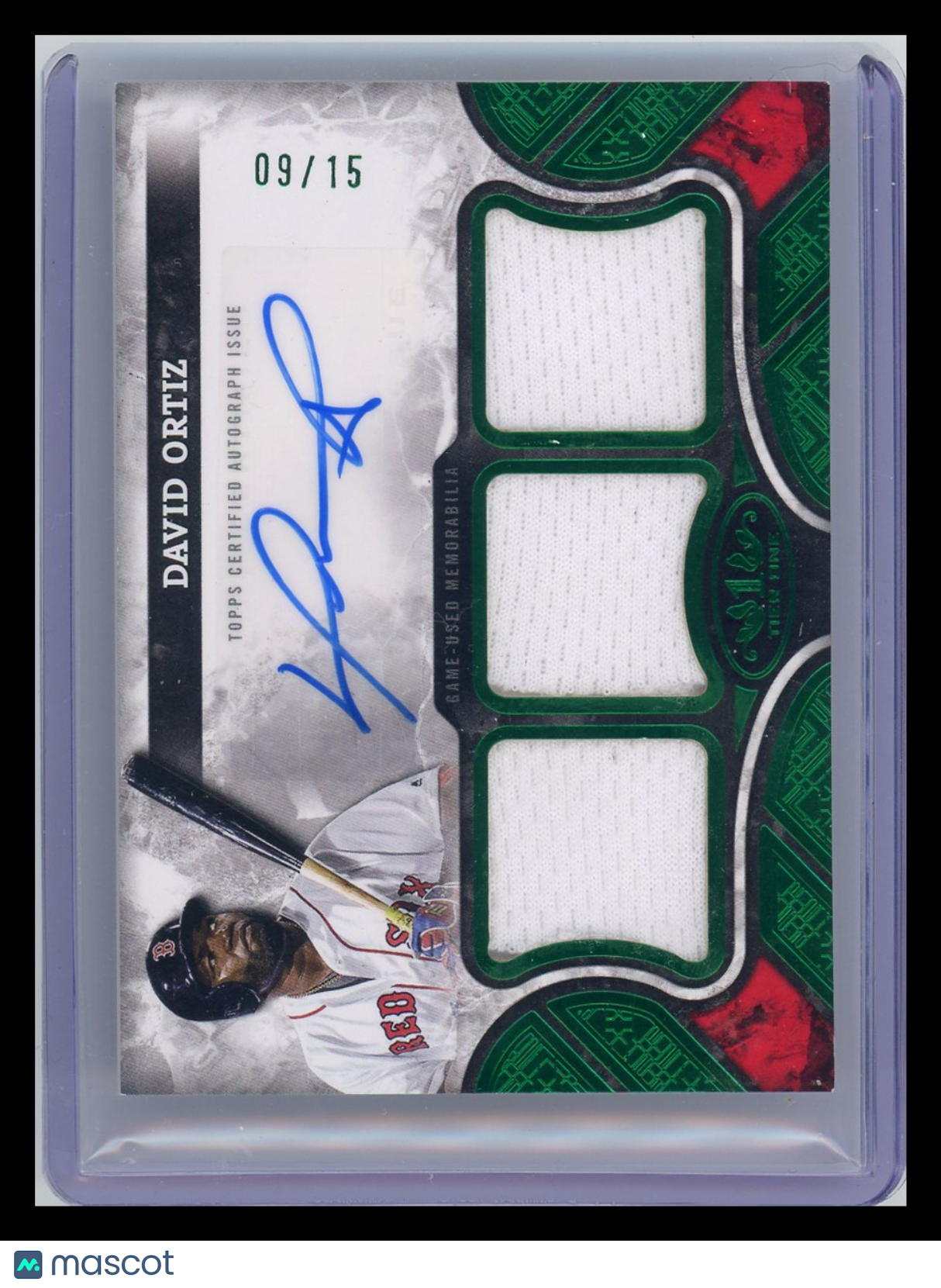 David Ortiz - 2025 Topps Tier One Triple Relic Green Auto /15