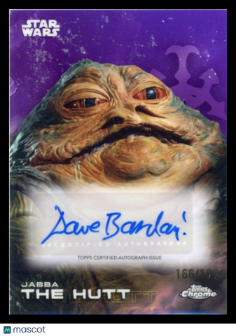 Jabba the Hutt 2025 Topps Chrome Purple Refractor Auto 166/199 Dave Barclay
