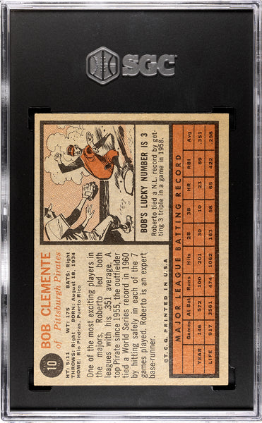 ROBERTO CLEMENTE-1962 Baseball Topps SGC 5.5