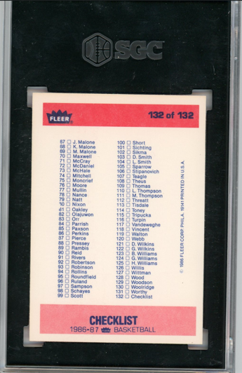 CHECKLIST - 1986 Basketball Fleer Card 132 SGC 8.5