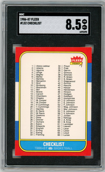 CHECKLIST - 1986 Basketball Fleer Card 132 SGC 8.5
