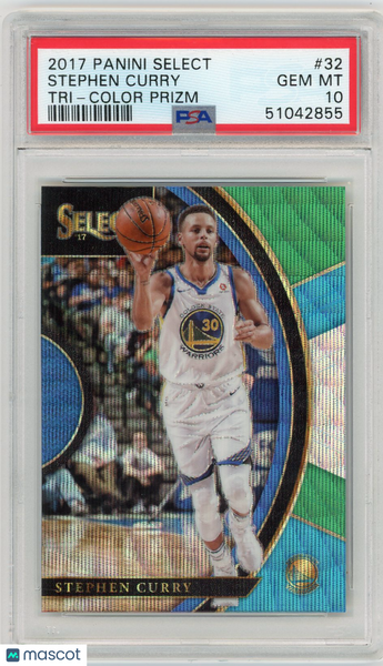 Stephen Curry - 2017 Panini Select Tri Color Prizm #32 PSA 10