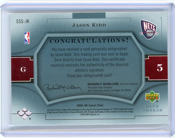 Jason Kidd - 2005-06 Upper Deck Sweet Shot Spot Signatures Blue Thread 4/5 Auto