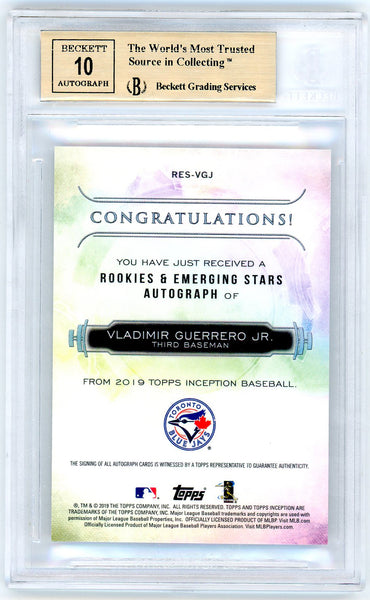 Vladimir Guerrero Jr - 2019 Topps Inception Rookie Stars Auto BGS 10 /125