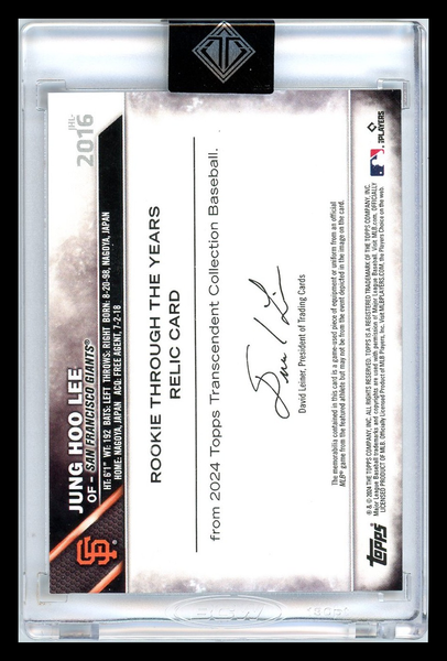 Jung Hoo Lee - 2024 Topps Transcendent Collection 1/1 RC Game-used memorabilia