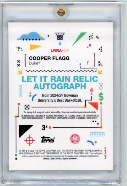 Cooper Flagg - 2025 Bowman Best 10/10 Red Geometric Patch Auto Let it Rain