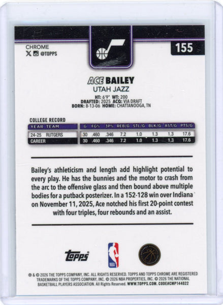 Ace Bailey - 2025-26 Topps Chrome Update Variation Rookie