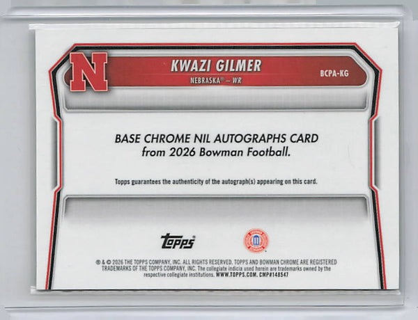 Kwazi Gilmer - 2026 Bowman Chrome Orange Reptillian Auto /25