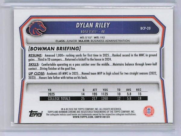 Dylan Riley - 2026 Bowman Chrome Orange Refractor /25