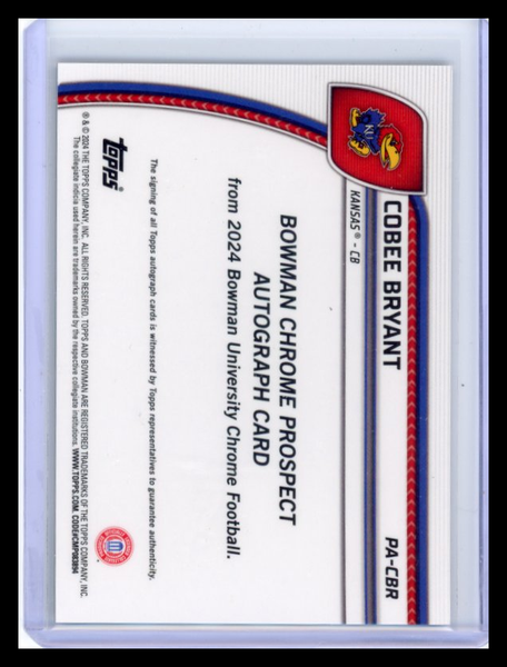 Cobee Bryant - 2024 Bowman University Chrome Black Refracto Auto /10